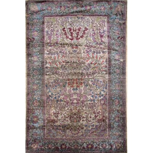 495 - A Persian Fine Kashan Ferhan Fine Silk Rug from the 1880s.

L: Approximately 200cm
W: Approximately ... 