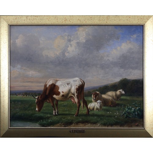 466 - A Louis-Pierre Verwee Belgium(1807-1877) 'Cow and Sheep’s in Landscape'  Oil on Canvas Painting. 
Si... 