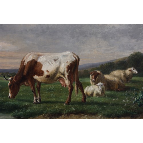 466 - A Louis-Pierre Verwee Belgium(1807-1877) 'Cow and Sheep’s in Landscape'  Oil on Canvas Painting. 
Si... 