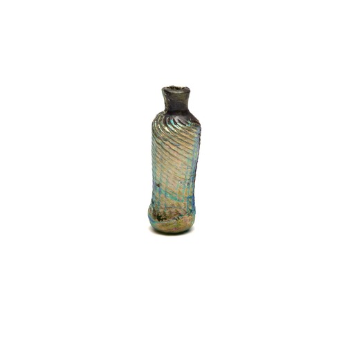 185 - An Islamic Glass Bottle with Lovely Rainbow Patina and Design from the 11-12th Century.

H: Approxim... 