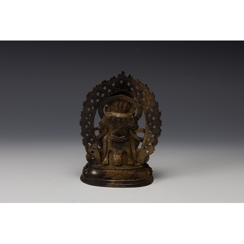 394 - A Tibetan Bronze Gilted Buddhist Figure of Vajra.

H: Approximately 16cm