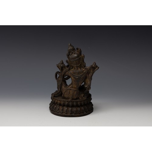 396 - A Tibetan Bronze Gilted Buddhist Figure of Guan Yin.

H: Approximately 19.5cm