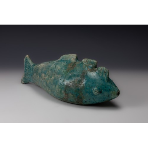 199 - A Sassanid Green Ceramic Bottle in the Form of a Fish.

L: Approximately 34.5cm