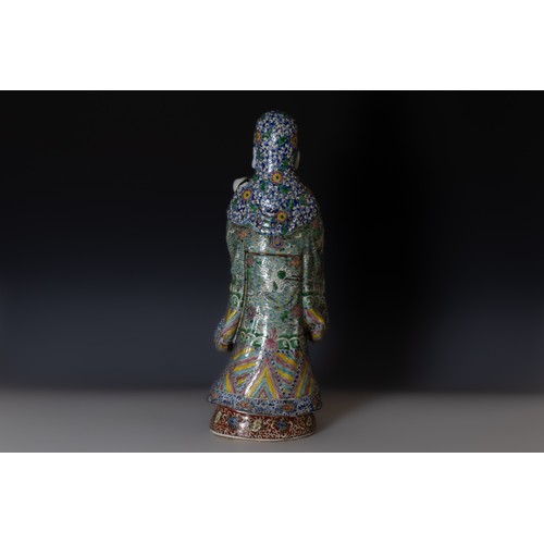 371 - A Chinese Large Famille Rose Enamel Porcelain Figure of a Man Holding a Baby.

H: Approximately 49.5... 