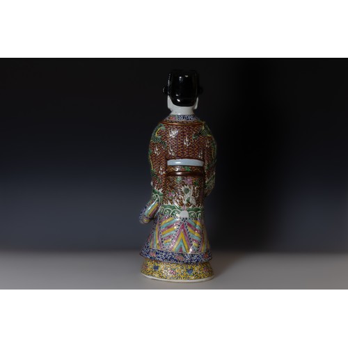 372 - A Chinese Large Famille Rose Enamel Porcelain Figure of a Man.

H: Approximately 50cm