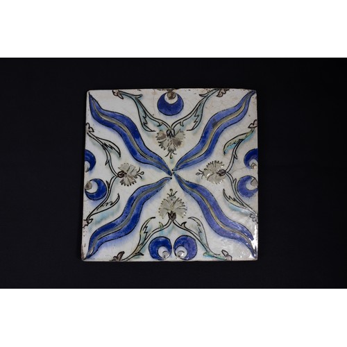 342 - A Rare Ottoman Ceramic Tile with a Chintamani Design From the 18th Century Made by the Tekfur Palace... 