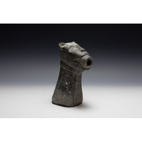 284 - An Antique Indian Islamic Schist Spout in the Form of a Lion. 

H: Approximately 27cm