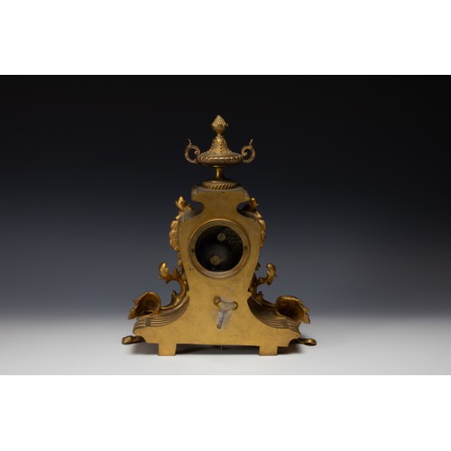 424 - A Lot of Continental Gilt Clock and 2 Candlesticks.

H of Candlesticks: Approximately 43.5cm
H of Cl... 