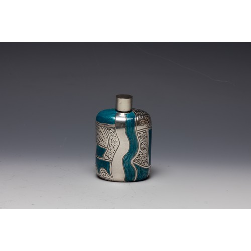 430 - A Silver and Enamel Perfume Bottle by Enrico Coveri.

H: Approximately 9cm