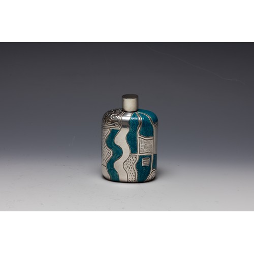 430 - A Silver and Enamel Perfume Bottle by Enrico Coveri.

H: Approximately 9cm