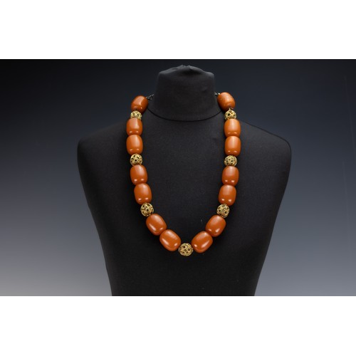 456 - A Tribal Yemeni Amber Colour Beads Necklace.

220g