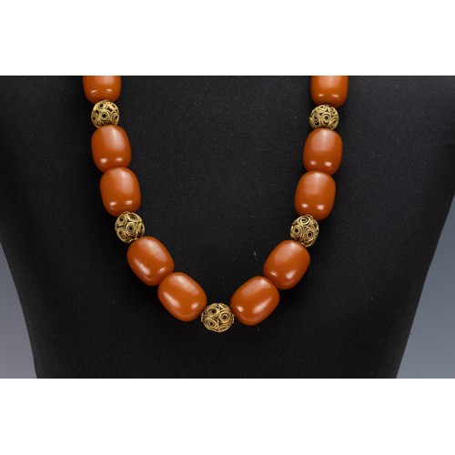 456 - A Tribal Yemeni Amber Colour Beads Necklace.

220g