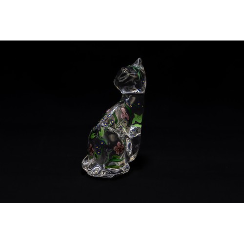 3 - A Vintage Murano Glass Figure of a Cat with Floral Patterns.