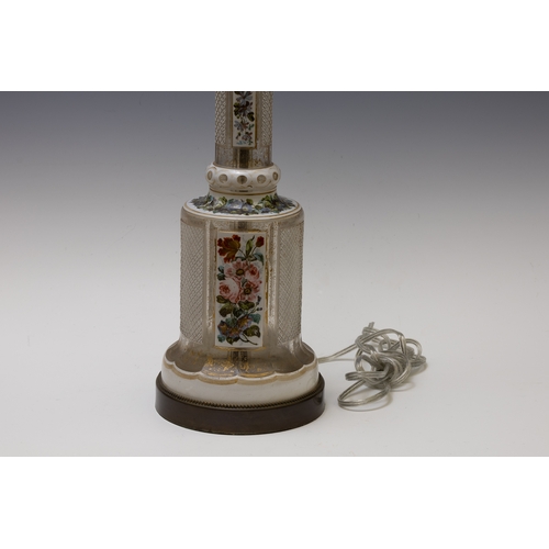 15 - An Antique White Bohemian Glass Lamp from the Mid-19th Century.

H: Approximately 81cm