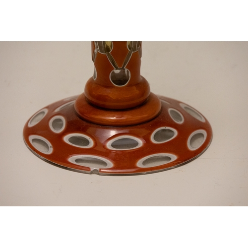 16 - An Antique Bohemian Glass Lamp Stand from the Mid-19th Century.

H: Approximately 37cm