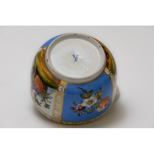 30 - A Vintage Blue & White Meissen Sugar Pot Depicting People in a Landscape.