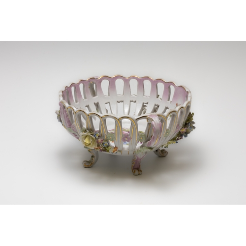 34 - A Vintage Meissen Basket with Floral Patterned Openwork.

L: Approximately 19.5cm