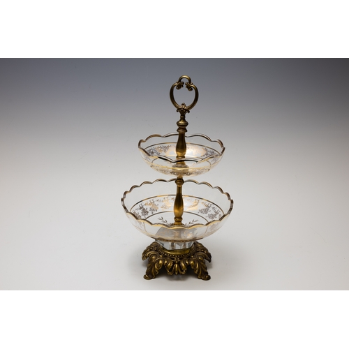 62 - A Vintage French Glass Serving Stand from the 19th Century.

H: Approximately 35cm