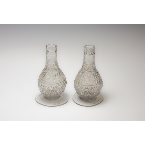 66 - A Pair of Antique Bohemian Glass Vases Made for the Islamic Turkish Market from the 19th Century.

H... 