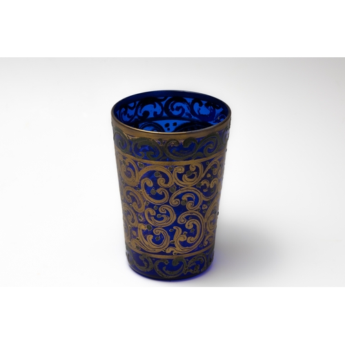 68 - A Vintage Venetian Blue Glass Beaker Cup from the 19th Century.

H: Approximately 14cm