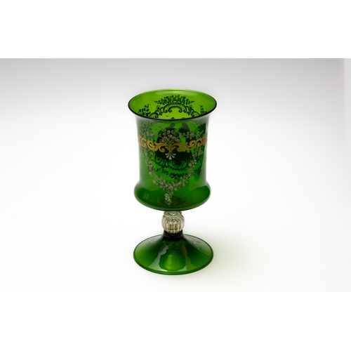 75 - An Antique Venetian Green Goblet.

H: Approximately 22cm