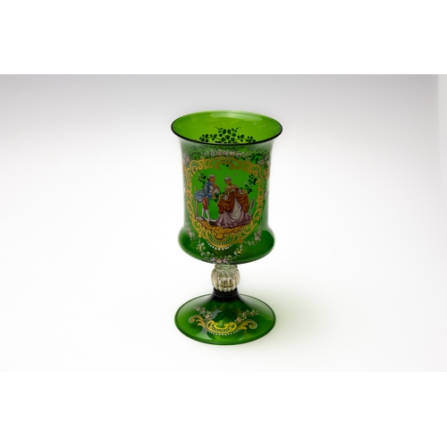 75 - An Antique Venetian Green Goblet.

H: Approximately 22cm