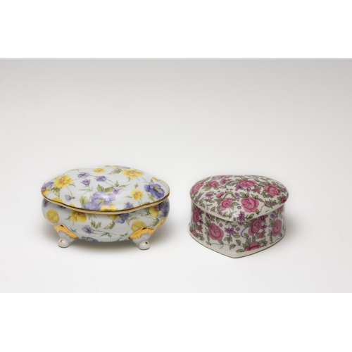 79 - A Lot of 2 Vintage Continental Decorative Porcelain Jewellery Boxes Depicting Floral Patterns.