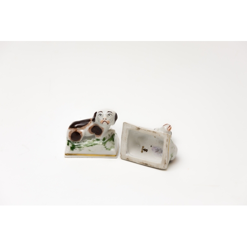 84 - A Pair of Vintage Continental Miniature Porcelain Figures of Staffordshire Dogs.

H: Approximately 4... 