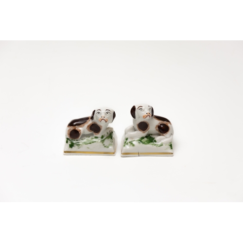 84 - A Pair of Vintage Continental Miniature Porcelain Figures of Staffordshire Dogs.

H: Approximately 4... 