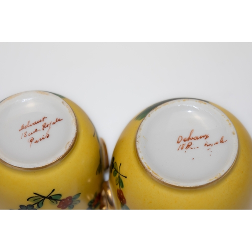 87 - A Lot of 2 Vintage Dresden Yellow Porcelain Sugar Pots Depicting Floral Patterns from Circa 1900s.

... 