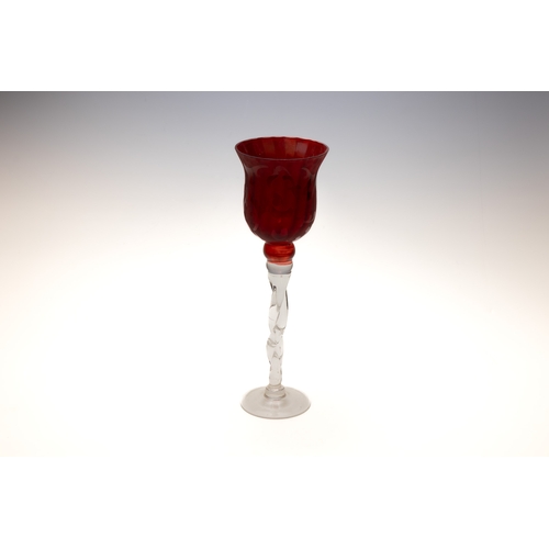 94 - A Large Vintage Bohemian Red Glass Goblet.

H: Approximately 34.5cm