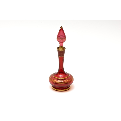 104 - An Antique Bohemian Red Glass Decanter.

H: Approximately 22cm