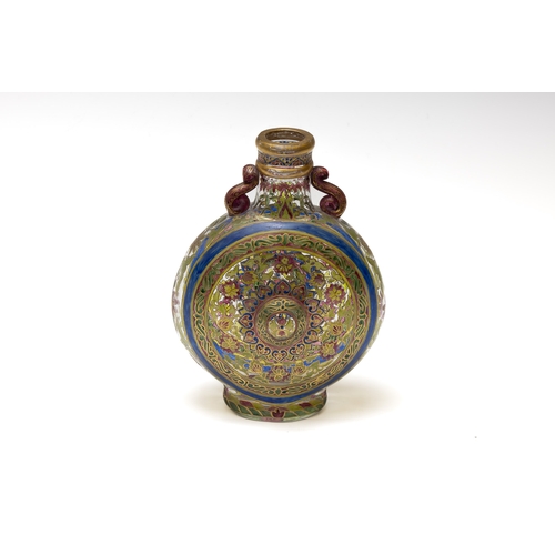 158 - A German or Bohemian Glass & Enamel Vase Signed by Fritz Heckert Carafe Made for the Islamic Market ... 