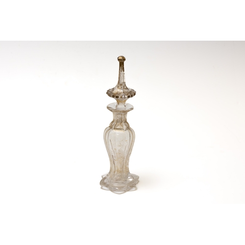 114 - An Antique Bohemian Glass Perfume Bottle from the 19th Century.

H: Approximately 23cm