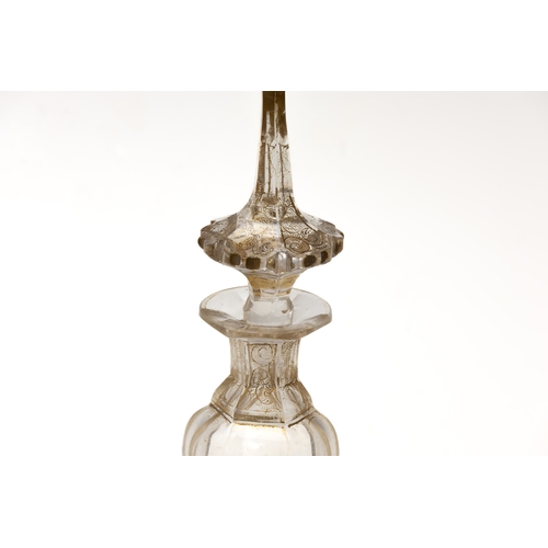 114 - An Antique Bohemian Glass Perfume Bottle from the 19th Century.

H: Approximately 23cm