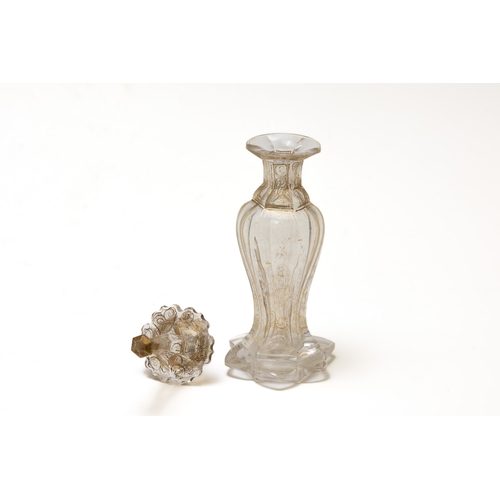 114 - An Antique Bohemian Glass Perfume Bottle from the 19th Century.

H: Approximately 23cm