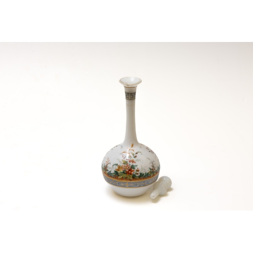 115 - An Antique French Opaline White Glass Perfume Bottle from the 19th Century.

H: Approximately 20cm