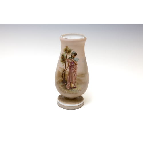 127 - A Victorian Opaline Vase Depicting a Woman in a Field from the 19th Century.

H: Approximately 30cm