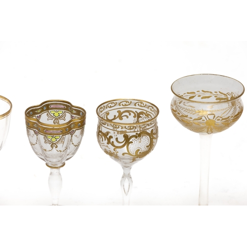 134 - A Lot of 7 Antique Bohemian Glass Goblets.

H: Approximately 8-10cm