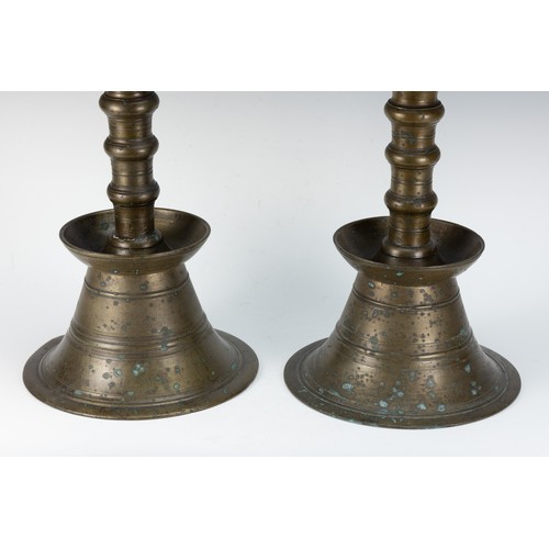 346 - A Pair of Large Ottoman Turkish Bronze Candlesticks from the 16th Century with Calligraphy.

H: Appr... 