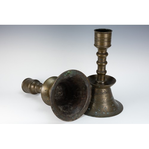 346 - A Pair of Large Ottoman Turkish Bronze Candlesticks from the 16th Century with Calligraphy.

H: Appr... 