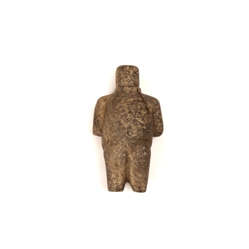 253 - A Granite Figure of a Standing Female Wearing a Strap and a Necklace Possibly Ancient.

H: Approxima... 