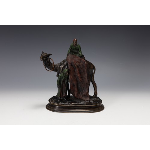 428 - A Carl Kauba Bronze Figure of a Man on the Back of a Camel and Another Standing Below, Signed on Bas... 