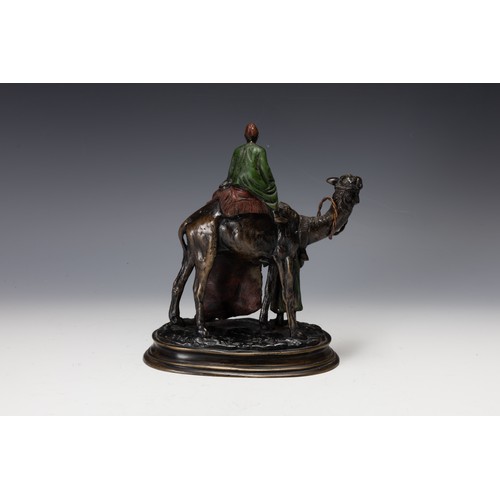 428 - A Carl Kauba Bronze Figure of a Man on the Back of a Camel and Another Standing Below, Signed on Bas... 