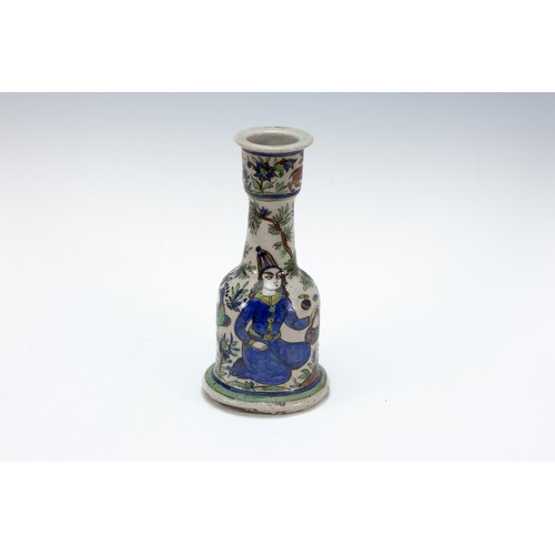 320 - An Islamic Qajar Ceramic Vase from the 19th Century Depicting a Men Sitting in a Field.

H: Approxim... 