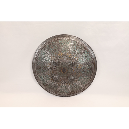 331 - An Islamic Indo-Persian Iron Shield with Openwork and Islamic Calligraphy Engraving.

D: Approximate... 