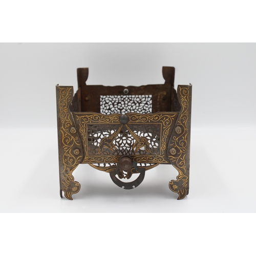 152 - A Persian Coal Burner with Intricate Gold Inlay and Stunning Metalwork