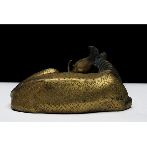 81 - A Chinese Gold Gilt Bronze Figure of a Rhino Probably Ming Dynasty.

L: Approximately 12cm