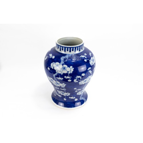 87 - A Chinese Blue & White Jar Decorated with Trees & Flowers.

H: Approximately 30cm