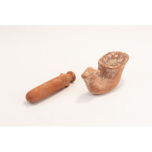 276 - A Lot of 2 Terracotta Bottle & Rhyton Possibly Roman.

Bottle H: Approximately 11cm
Rhyton H: Approx... 